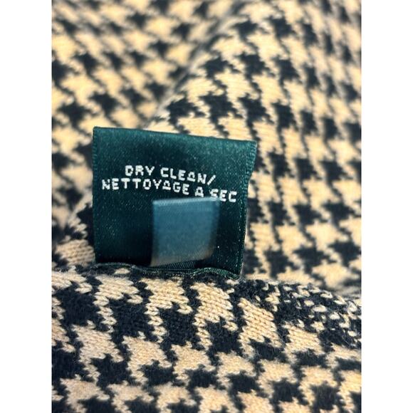 Ralph Lauren Black And Tan Houndstooth Sheath Dress Leather Collar Size Small - Picture 7 of 7